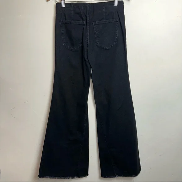 Free People Jeans Womens 26 Black Pull On Kick Flare Bell Bottoms Denim Stretch - Picture 3 of 8